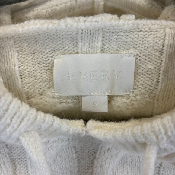 Cable Knit Sweater Womens Small Ivory Wool Blend Fisherman Cabin Outdoor Hoodie - Picture 5 of 10